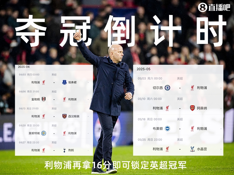 奪冠倒計(jì)時(shí)？槍手三場(chǎng)不勝落后榜首15分，利物浦再拿16分即可奪冠