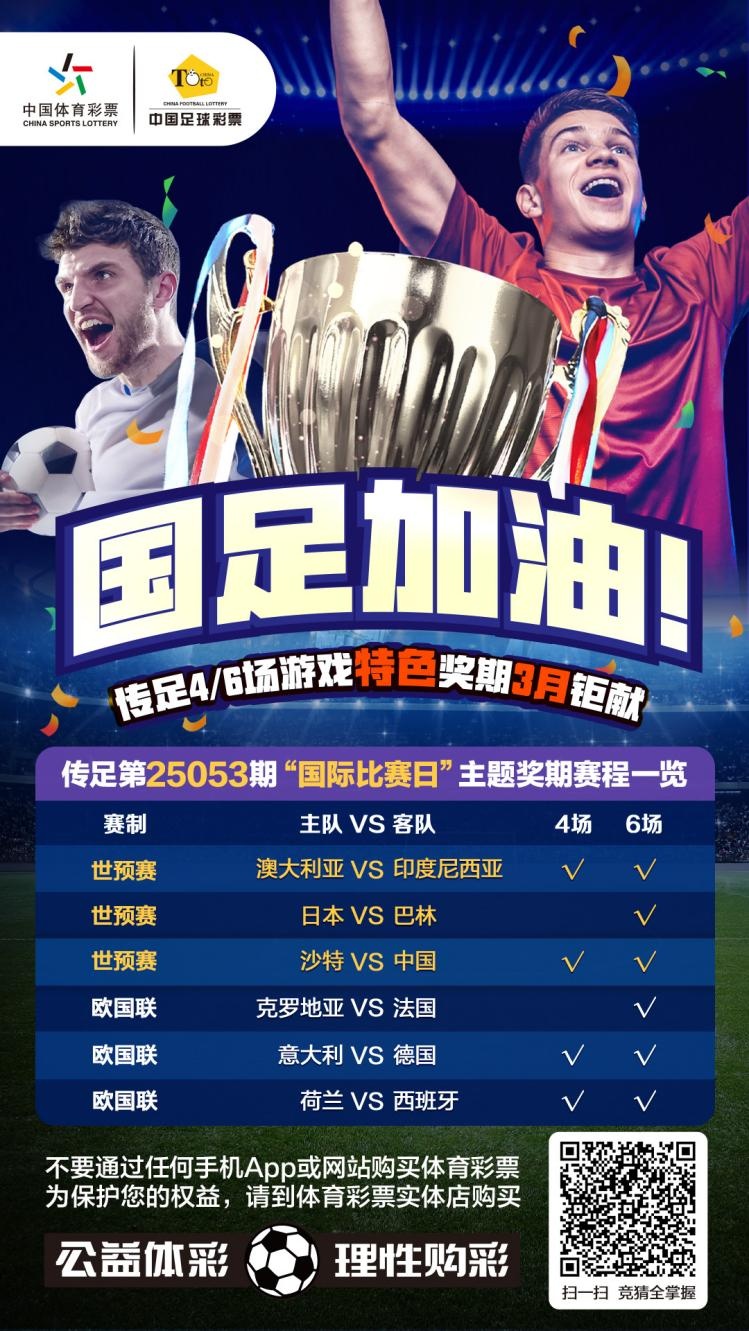 國(guó)足加油！傳足特色獎(jiǎng)期第25053期聚焦國(guó)際比賽日