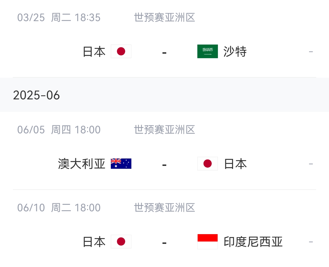 會不會放水？日本剩余賽程：主場vs沙特&印尼，客場vs澳大利亞