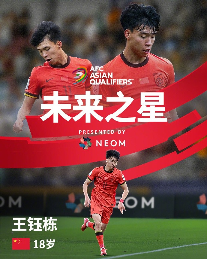 亞洲杯官方社媒發(fā)布王鈺棟個(gè)人海報(bào)：青年軍的旗幟，飄揚(yáng)在前哨